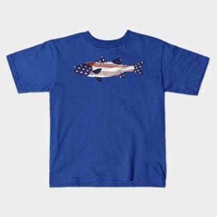 Striped BAss American flag style Kids T-Shirt